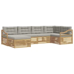 Set vanjskih sofa 6 pcs Bijela i svjetlosiva Poliester