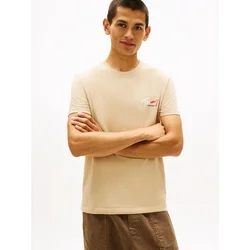Tommy Jeans Majica  bež / rdeča / bela