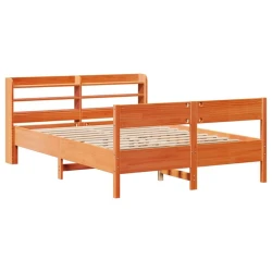 Vidaxl Posteljni okvir brez vzmetnice vošč. rjav 150x200 cm borovina