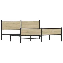 Vidaxl Kovinski posteljni okvir brez vzmetnice sonoma hrast 200x200 cm