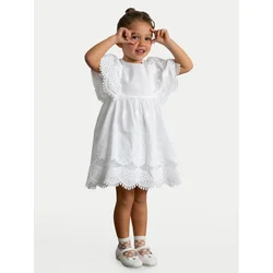 Mayoral Elegantna obleka 3923 Bela Regular Fit
