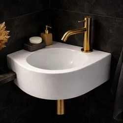 Lavabo keramički ugaoni cleo 30 × 30 × 10 cm beli kompaktni