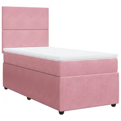 Vidaxl Box spring postelja z vzmetnico roza 100x200 cm žamet