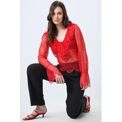 Trend Alacati Stili Ženska bluza Alc-X14727, Crvena