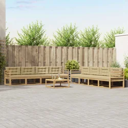 Set vanjskih sofa 9 pcs Bijela i bež 79 x 79 x 37 cm Poliester