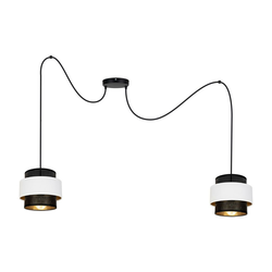 Luster na sajli NESS 2xE27/60W/230V pauk crna/bela