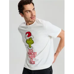 Sinsay - Pamučna majica kratkih rukava Grinch - krem
