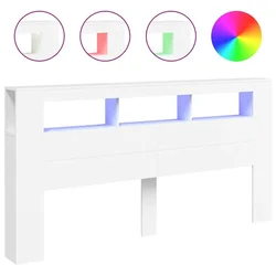 Vidaxl LED posteljno vzglavje belo 200x18,5x103,5 cm inženirski les