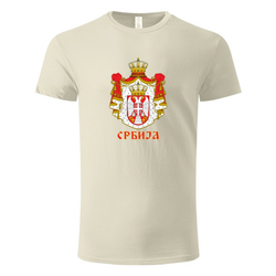 Suvenir Muška majica Grb Srbije, Štampa na prednjoj strani, Krem
