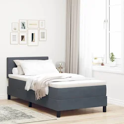 LED Box Spring Krevet Tamno siva 100 x 200 cm Baršun