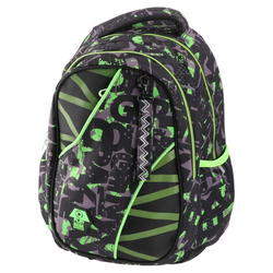 Play Školski ranac za dečake Green lines Apollo 253, 41x31x21cm, Crno - zeleni