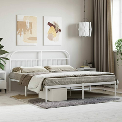 Greatstore Kovinski posteljni okvir z vzglavjem bel 180x200 cm