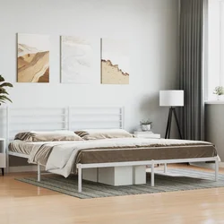 shumee vidaXL Kovinski posteljni okvir z vzglavjem bel 183x213 cm