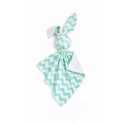 shumee Plišasta igrača Doudou Bunny, dvostranska bombažna in Minky - Chevron Mint - bela