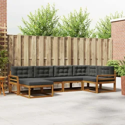 Set vanjskih sofa s jastukom 6 pcs Prirodna i antracit