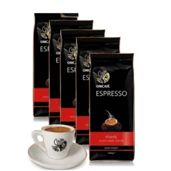 Omcafe Espresso Forte 1kg, 4x1 kg + 6 šoljica