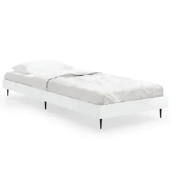 Vidaxl Posteljni okvir visok sijaj bel 75x190 cm inženirski les