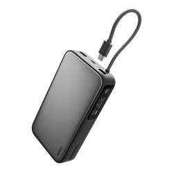 AUKEY Spark Sling 20000 Compact Fast Charging Power Bank with Built-in USB-C Cable Gray