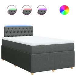 Vidaxl Box spring postelja z vzmetnico temno siva 120x200 cm blago