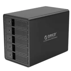 Orico 9558U3 vanjsko kućište za HDD/SSD, 8,89 cm (3,5), SATA v USB 3.0, 5 utora, vanjsko napajanje, aluminij, crno (9558U3-EX-EU-BK-BP)