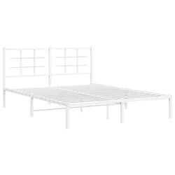Vidaxl Kovinski posteljni okvir z vzglavjem bel 160x200 cm
