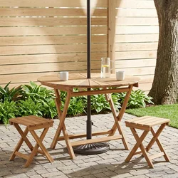 Preklopni vrtni stol Prirodna O 110 x 75 cm Čvrsto teak drvo