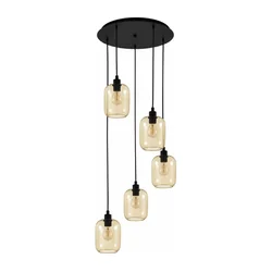 BRILAGI - LED luster na sajli RETRO GLASS 5xE27/60W/230V crna/zadimljena braon
