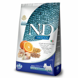 N&D Ocean Suva hrana za odrasle pse, Bakalar, spelta, ovas i pomorandža, Mini breed, 7kg