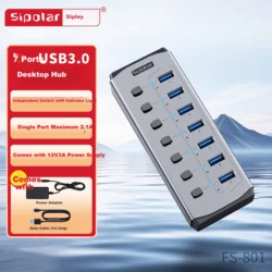 SIPOLAR USB 3.0 hub sa 7 portova i nezavisnim napajanjem