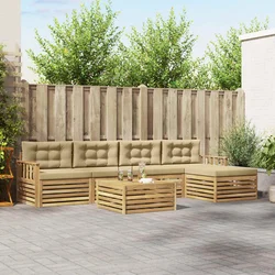 Set vanjskih sofa 7 kom. Bijela i bež Poliester