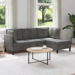 Set namještaja za dnevni boravak 4 pcs Tamnosiva Baršun