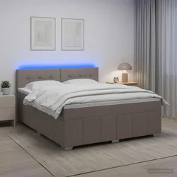 Vidaxl Postelja boxspring z vzmetnico Taupe 140 x 200 cm Blago