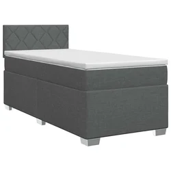 vidaXL Postelja boxspring z vzmetnico Temno siva 90 x 190 cm Blago