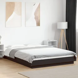 Okvir za krevet s LED svjetlima crni 120 x 190 cm drveni