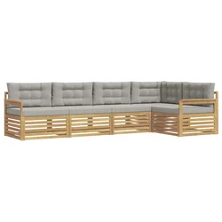 Set vanjskih sofa 6 kom. Bijela i svjetlosiva Poliester