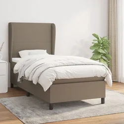 Greatstore Box spring postelja z vzmetnico taupe 90x190 cm blago
