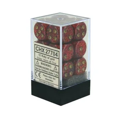 Kockice Chessex - Glitter - Polyhedral - Ruby & Gold (12)