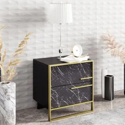 Hanah Home Noćni ormarić Polka 50x51,8x38,5cm Zlatno-Crni