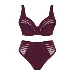 Trendyol Curve Burgundy Striped Underwire Cupless Plus Size Lingerie Sets