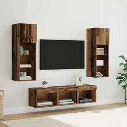 TV zidne jedinice Zidne 5 pcs Crni hrast Konstruirano drvo