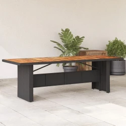 Vrtni stol s pločom od drva bagrema crni 240x90x75cm poliratana