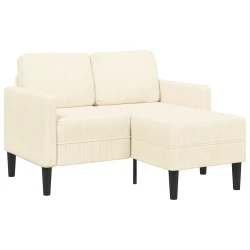 Sofa 2-sjed s ležaljkom u obliku slova L krem 125 cm lan