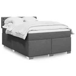 vidaXL Box spring postelja z vzmetnico temno siva 160x200 cm blago
