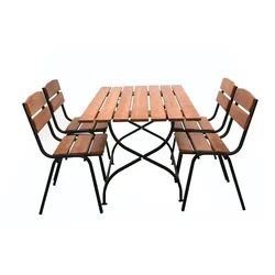 eoshop Leseni vrtni set WEEKEND 1: miza + 4 stogljivi stoli