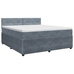 vidaXL Postelja boxspring z vzmetnico Temno siva 160 x 200 cm Žamet