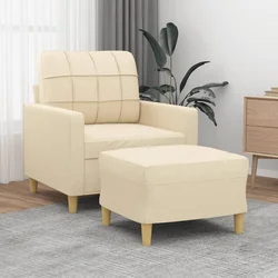 Fotelja s tabureom krem 60 cm od tkanine
