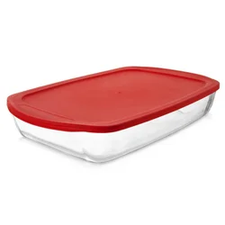 Northix Steklena pekača s pokrovom 39x24x7 cm, 3,7 l