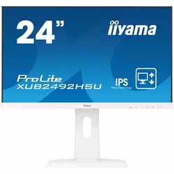 IIYAMA Monitor Prolite/ 24 WHITE/ ETE ULTRA SLIM LINE / 1920x1080/ ETE IPS-panel/ 13cm Height Adj. Stand/ Pivot/ 250 cd/m2/ Speakers/ VGA/ HDMI/ DisplayPort/ 4ms (23/8 VIS)