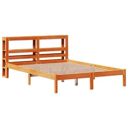 Vidaxl Posteljni okvir z vzglavjem voščeno rjava 150x200 cm borovina