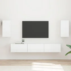 Set TV komoda Zidne 5 pcs Visoki sjaj bijela Konstruirano drvo